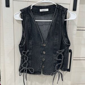 Washed Love Black Denim Vest